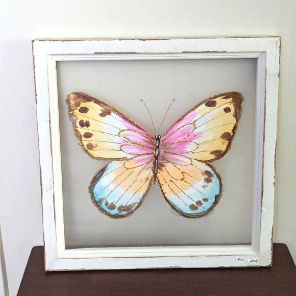 Framed Butterfly Art with Pastel Hues - Picture 2 of 5